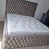 Alaina Border Upholstery Bed with Button Diamonds