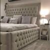 Alaina Border Upholstery Bed with Button Diamonds