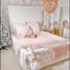 Alaina Border Upholstery Bed with Button Diamonds
