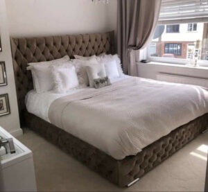 Rehan Chesterfield Wingback Bed Button Diamonds