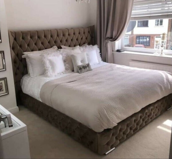 Rehan Chesterfield Wingback Bed Button Diamonds